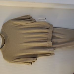Alfred Dunner knit 2 piece tan set.  3X short sleeve ribbed top & 24W pants.NWT